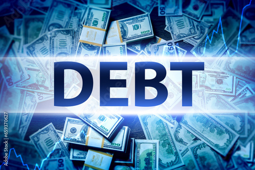 Debt background. Stacks of ...