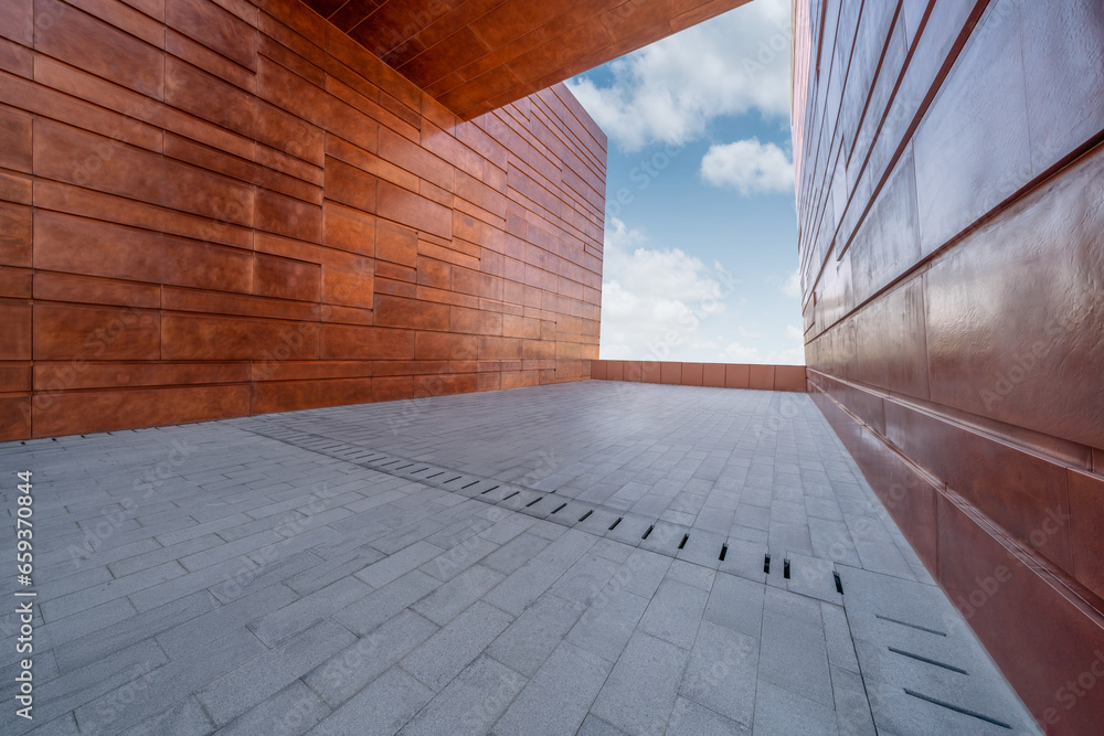 Fototapeta premium Artistic architecture and empty floor, Shanghai, China
