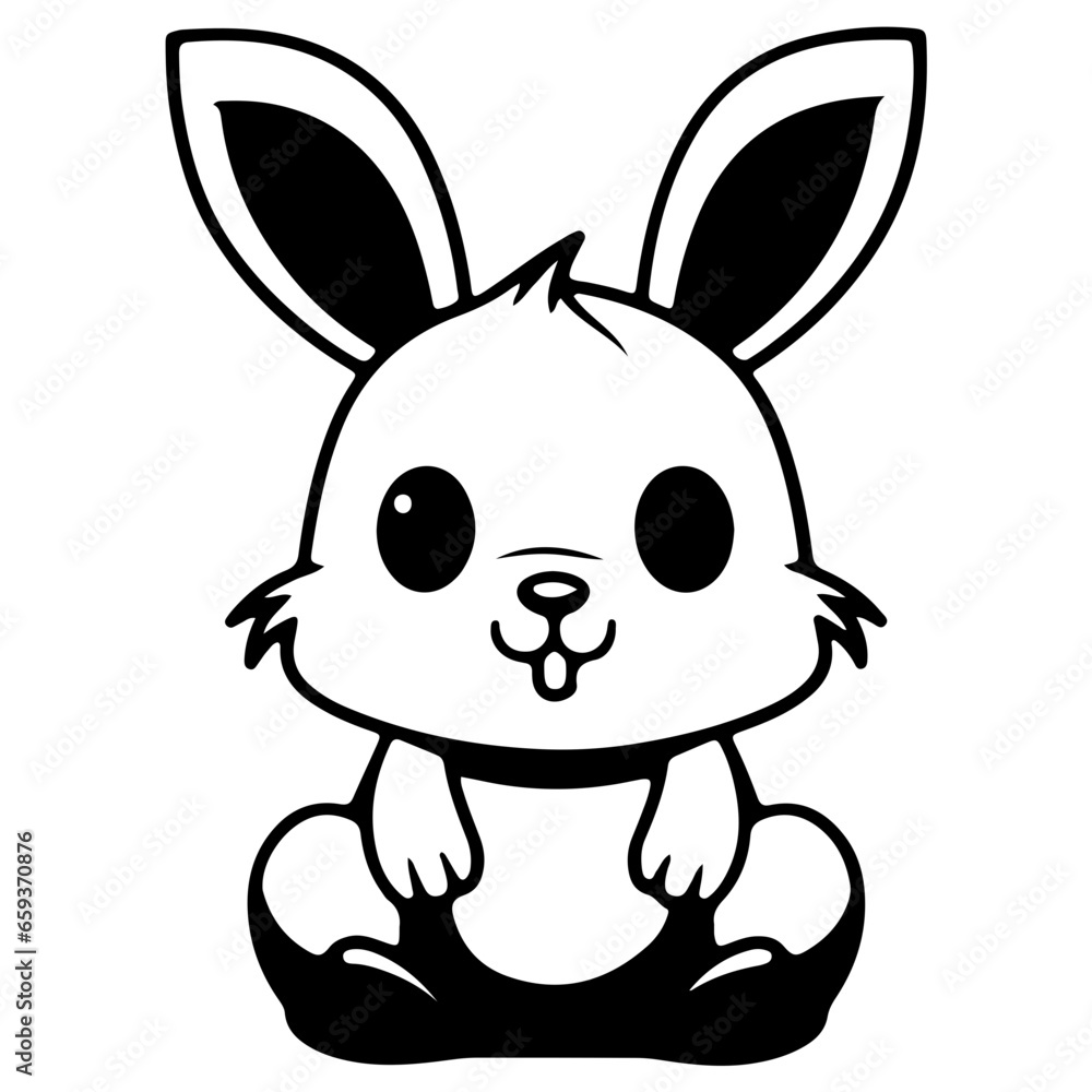 Cute smile rabbit outline vecter illustration Cute smile rabbit outline vecter illustration