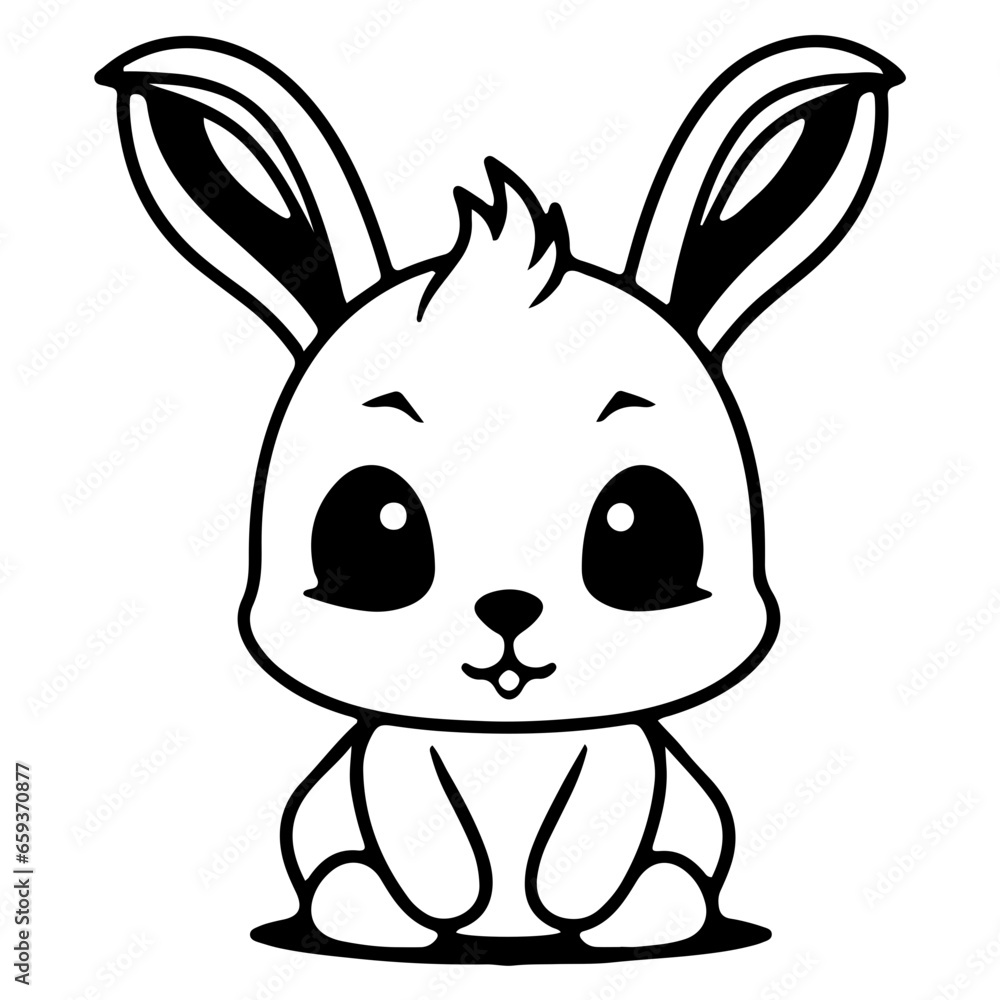 Cute smile rabbit outline vecter illustration Cute smile rabbit outline vecter illustration
