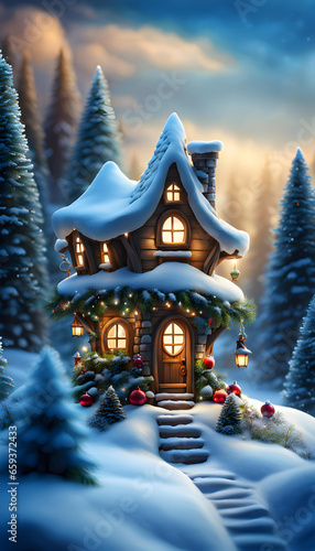 House with Christmas decorations