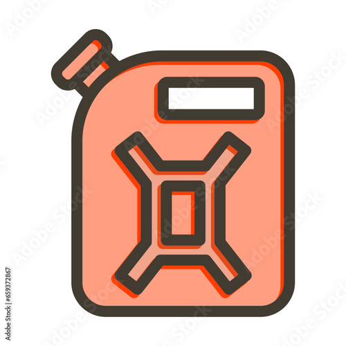 Gas Can Vector Thick Line Filled Colors Icon Design