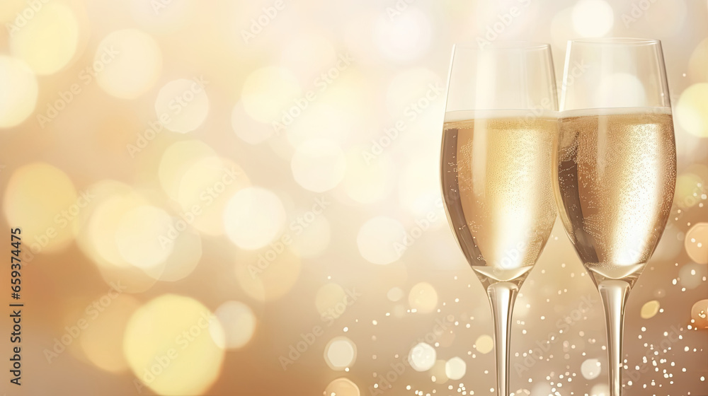 two glasses of champagne with copy space two glasses of champagne with copy space