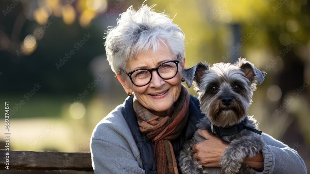 Senior woman with dog