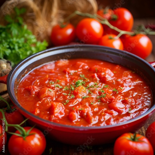 Tomato sauce in a bowl on a wooden background. tinting. selective focus