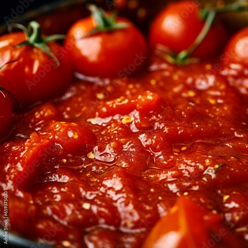Tomato sauce in a bowl on a wooden background. tinting. selective focus