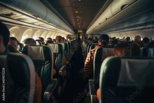 In the plane, many people sat and waited