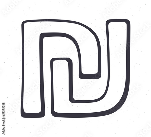 Foto Hand drawn doodle of Israeli shekel sign