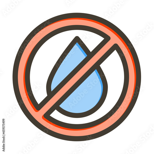 No Liquids Vector Thick Line Filled Colors Icon Design