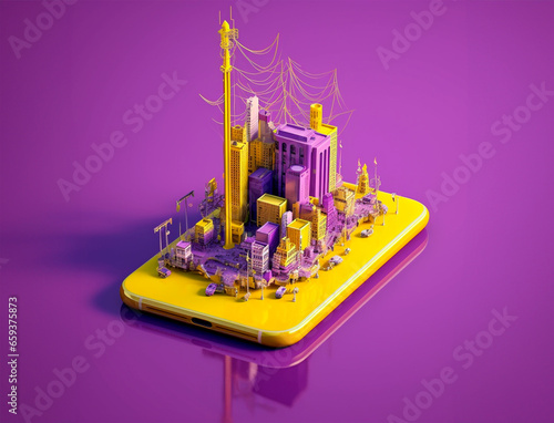 Obraz na płótnie smartphone building design w salonie