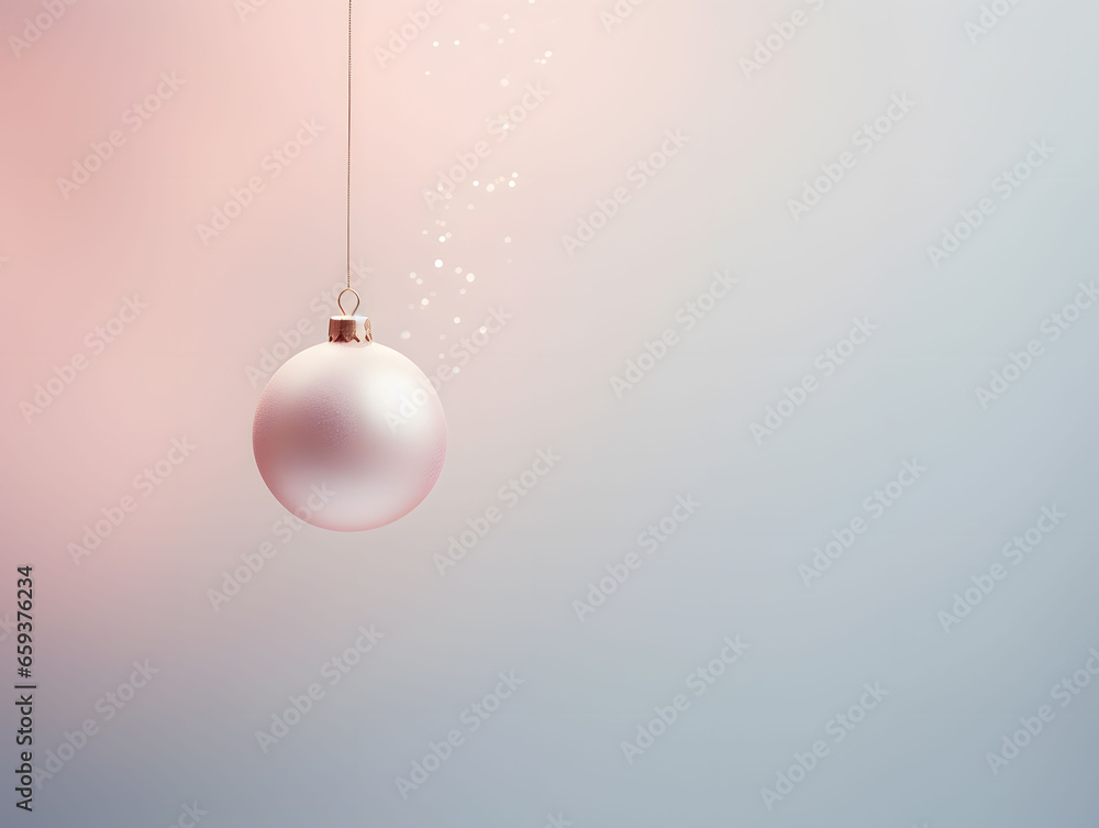 Solitary Christmas ornament minimalist pastel muted background Solitary Christmas ornament minimalist pastel muted background