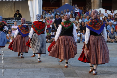 Basque folk dance exhibition in the old town of the city
