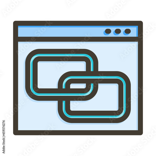 Backlink Vector Thick Line Filled Colors Icon Design