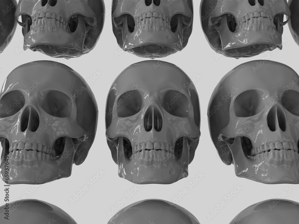 Row of Skull on White