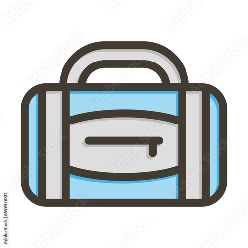 Duffle Bag Vector Thick Line Filled Colors Icon Design