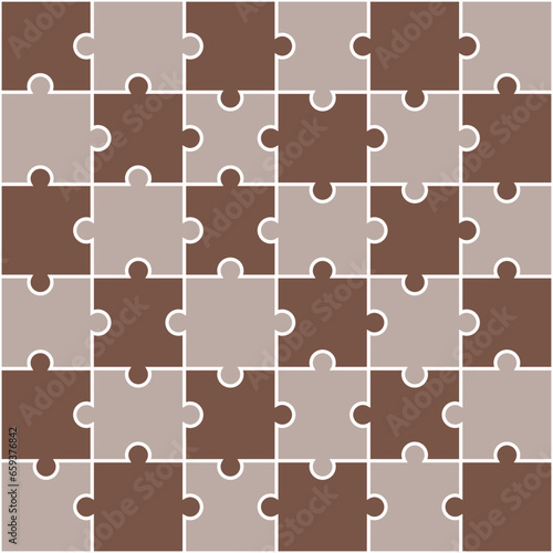 Brown jigsaw pattern. jigsaw line pattern. jigsaw seamless pattern. Decorative elements, clothing, paper wrapping, bathroom tiles, wall tiles, backdrop, background.