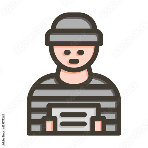 Criminal Vector Thick Line Filled Colors Icon Design