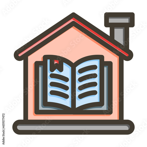 Homeschooling Vector Thick Line Filled Colors Icon Design