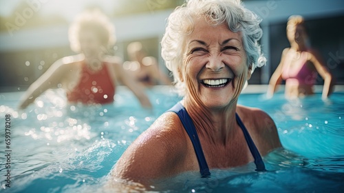 Senior women enjoying aqua fit class © AdriFerrer