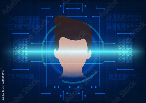 Facial scanning technology with technological elements and numerical code Media technology security system that uses facial identity scanning to enter the data system