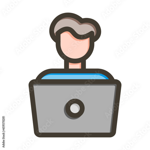 Freelancer Vector Thick Line Filled Colors Icon Design