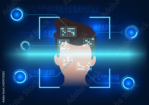 Facial scanning technology with technological elements and numerical code Media technology security system that uses facial identity scanning to enter the data system