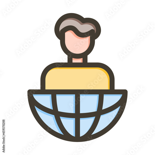 Outsourcing Vector Thick Line Filled Colors Icon Design