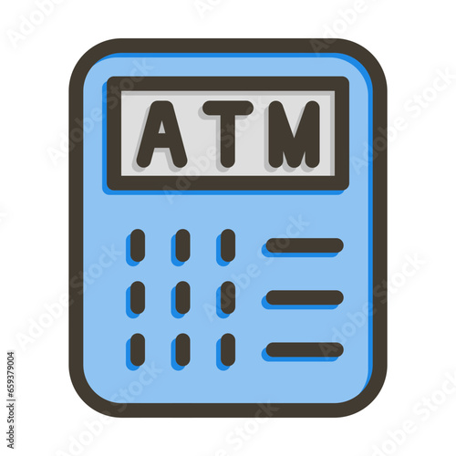 Atm Vector Thick Line Filled Colors Icon Design