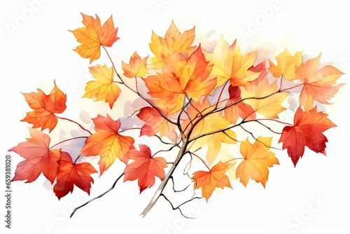 A beautiful watercolor painting of autumn leaves, ideal for capturing the essence of fall. Generative AI