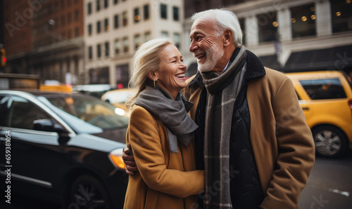 Happy senior couple ejoying their time together in the city. Acvite retirement concept © Filip
