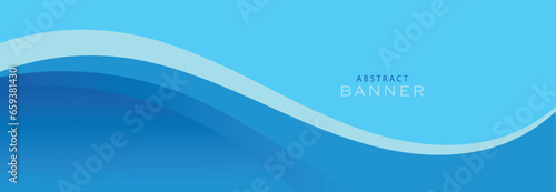 Blue and white vector wave banner background