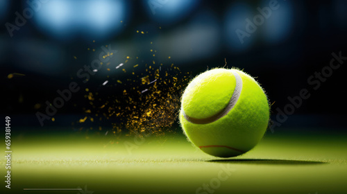 A tennis ball in play on the court during a tennis championship match, Generative AI photo