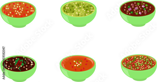 Thai dips sauce with bowl-sweet chili (chicken)sauce,Thai seafood sauce,dry chili sauce,(grill meatball)tamarind sauce,fried mussel sauce,chili and fish sauce