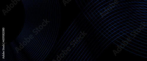 Modern shiny blue diagonal rounded lines pattern, abstract dark blue background with glowing geometric lines.