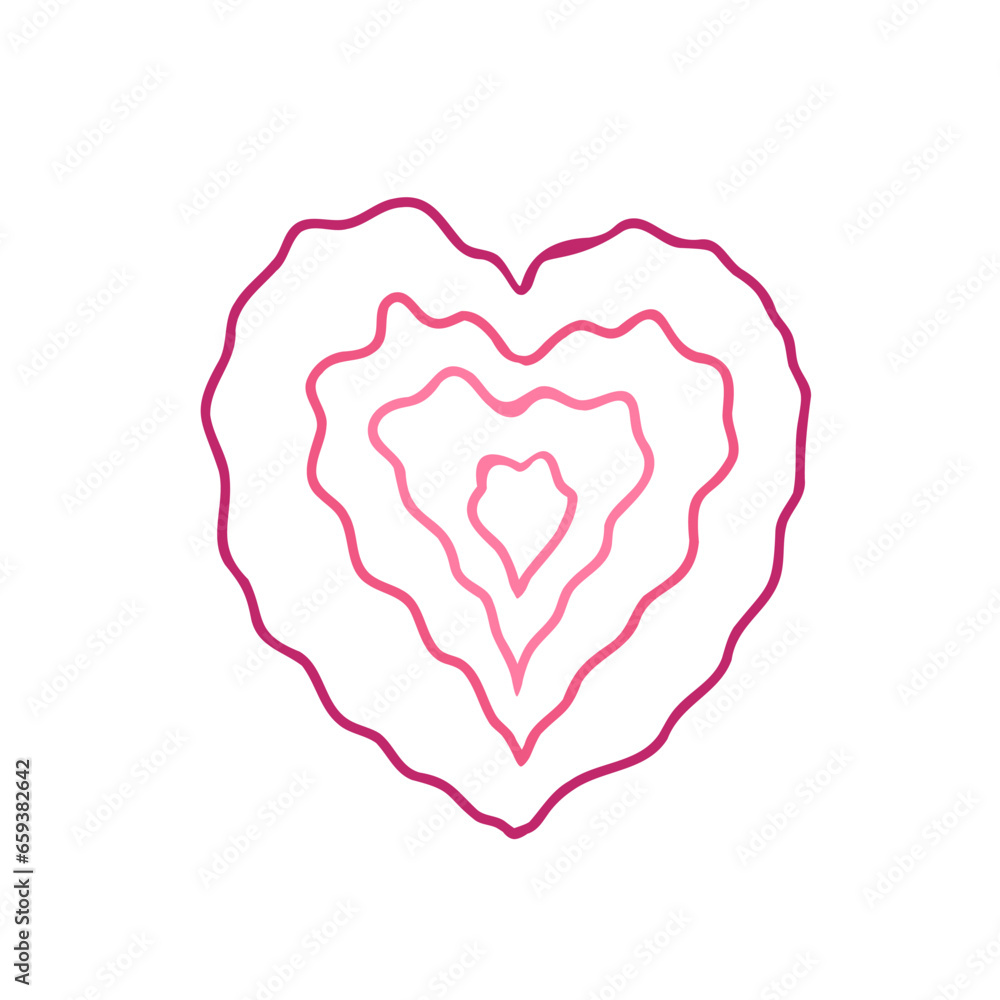 Hand drawn wavy heart countur isolated on white background. Love symbol. Vector illustration Hand drawn wavy heart countur isolated on white background. Love symbol. Vector illustration