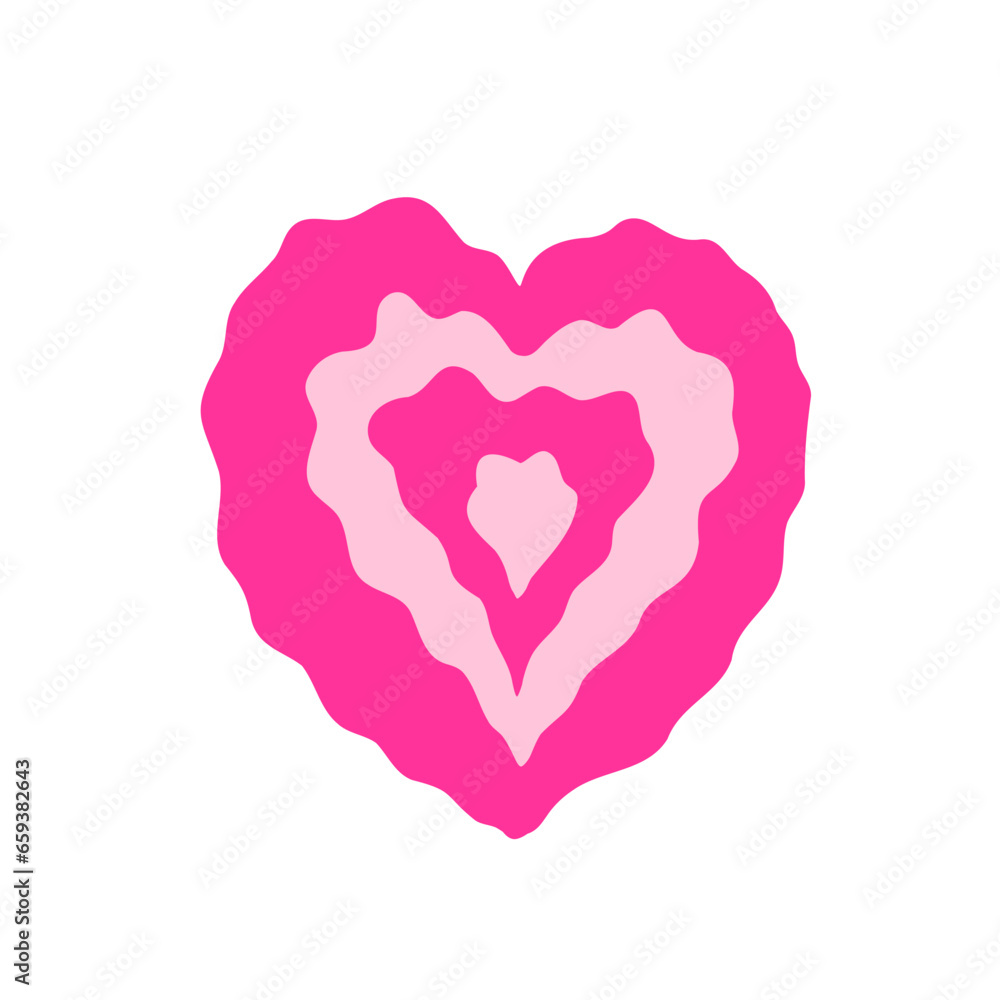 Hand drawn wavy pink heart isolated on white background. Love symbol. Vector illustration Hand drawn wavy pink heart isolated on white background. Love symbol. Vector illustration