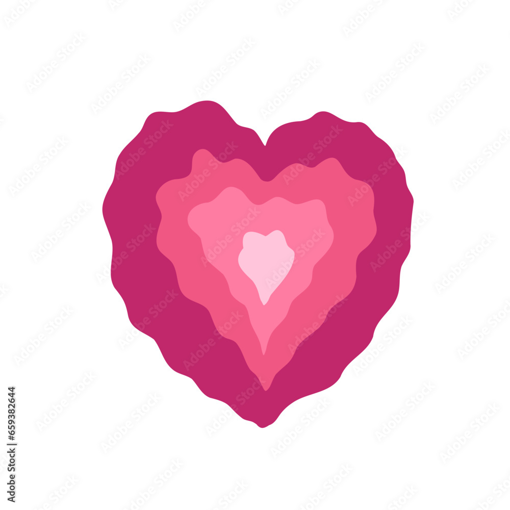 Heart hand drawn wavy pink  isolated on white background. Love symbol. Vector illustration