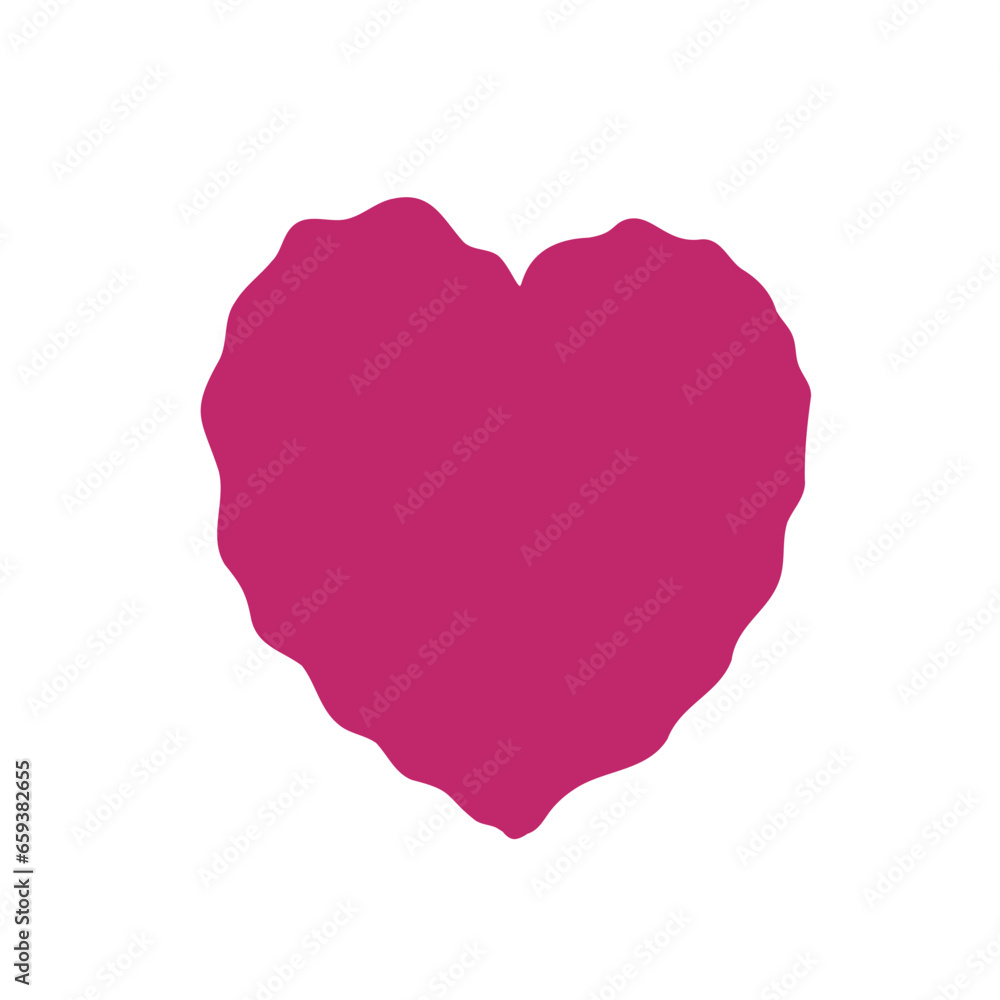 Hand drawn wavy heart isolated on white background. Love symbol. Vector illustration