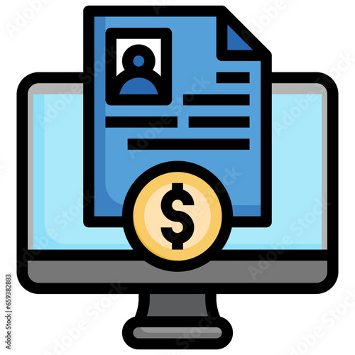 online loan filled outline icon,linear,outline,graphic,illustration