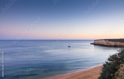 Sunset at Nossa Senhora da Rocha beach in Porches  Lagoa  Algarve Portugal.