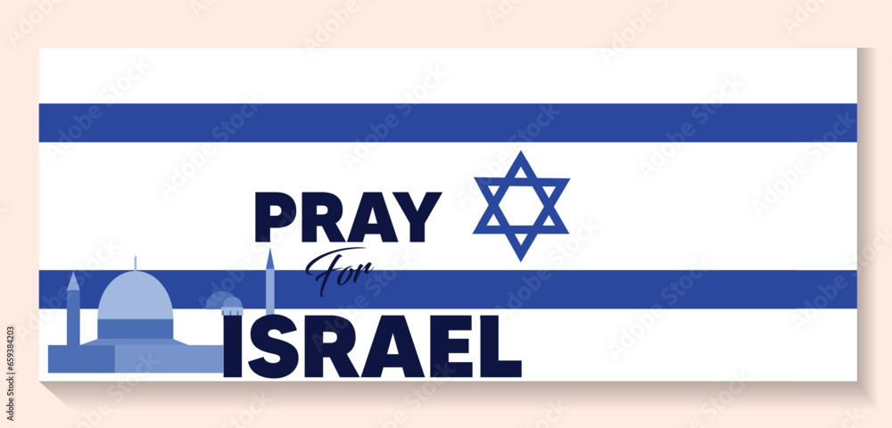 Obraz premium Pray for Israel vector poster Dome of the Rock on the temple mount in Jerusalem
