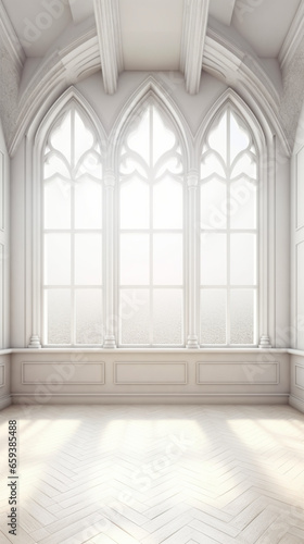 お洒落な白い窓から明るい太陽の光が差し込む © ayame123
