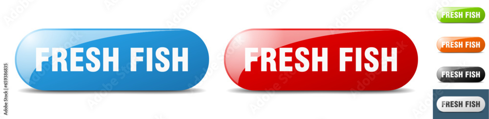 fresh fish button. key. sign. push button set fresh fish button. key. sign. push button set