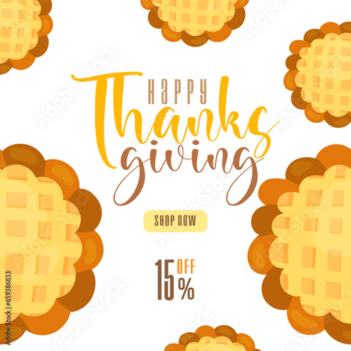 Thanksgiving colorful pumpkin instagram post vector illustration