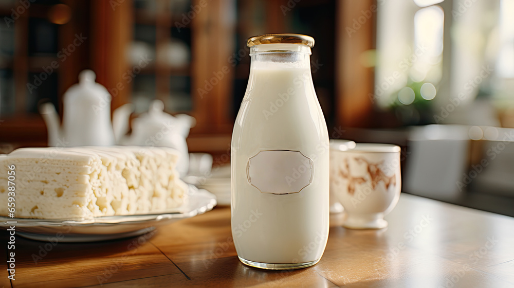 Organic milk in a glass bottle Organic milk in a glass bottle