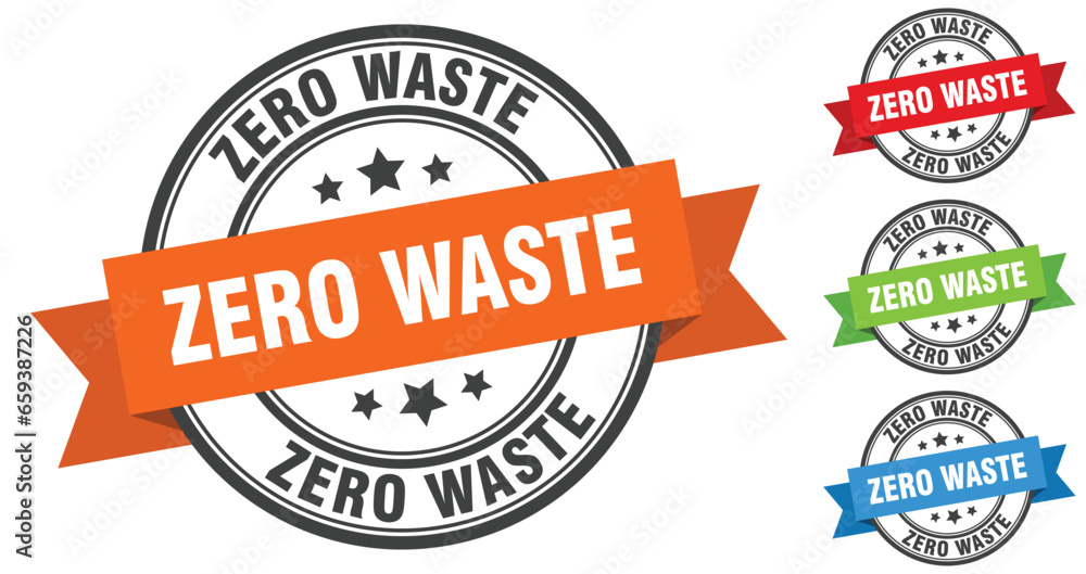 zero waste stamp. round band sign set. label zero waste stamp. round band sign set. label