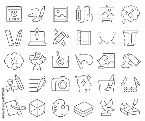 Creative tools line icons collection. Thin outline icons pack. Vector illustration eps10