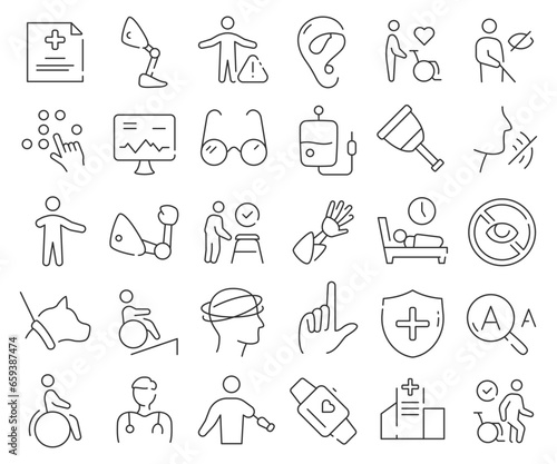 Disabled line icons collection. Thin outline icons pack. Vector illustration eps10