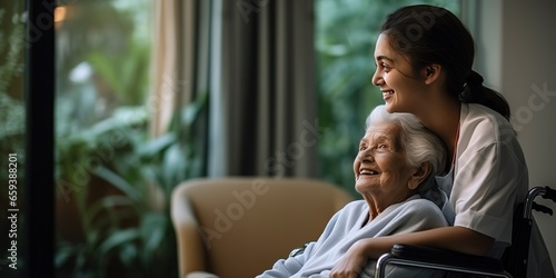 The concept of providing medical care to an elderly person photo