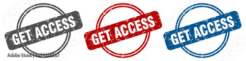 get access stamp. get access sign. get access label set